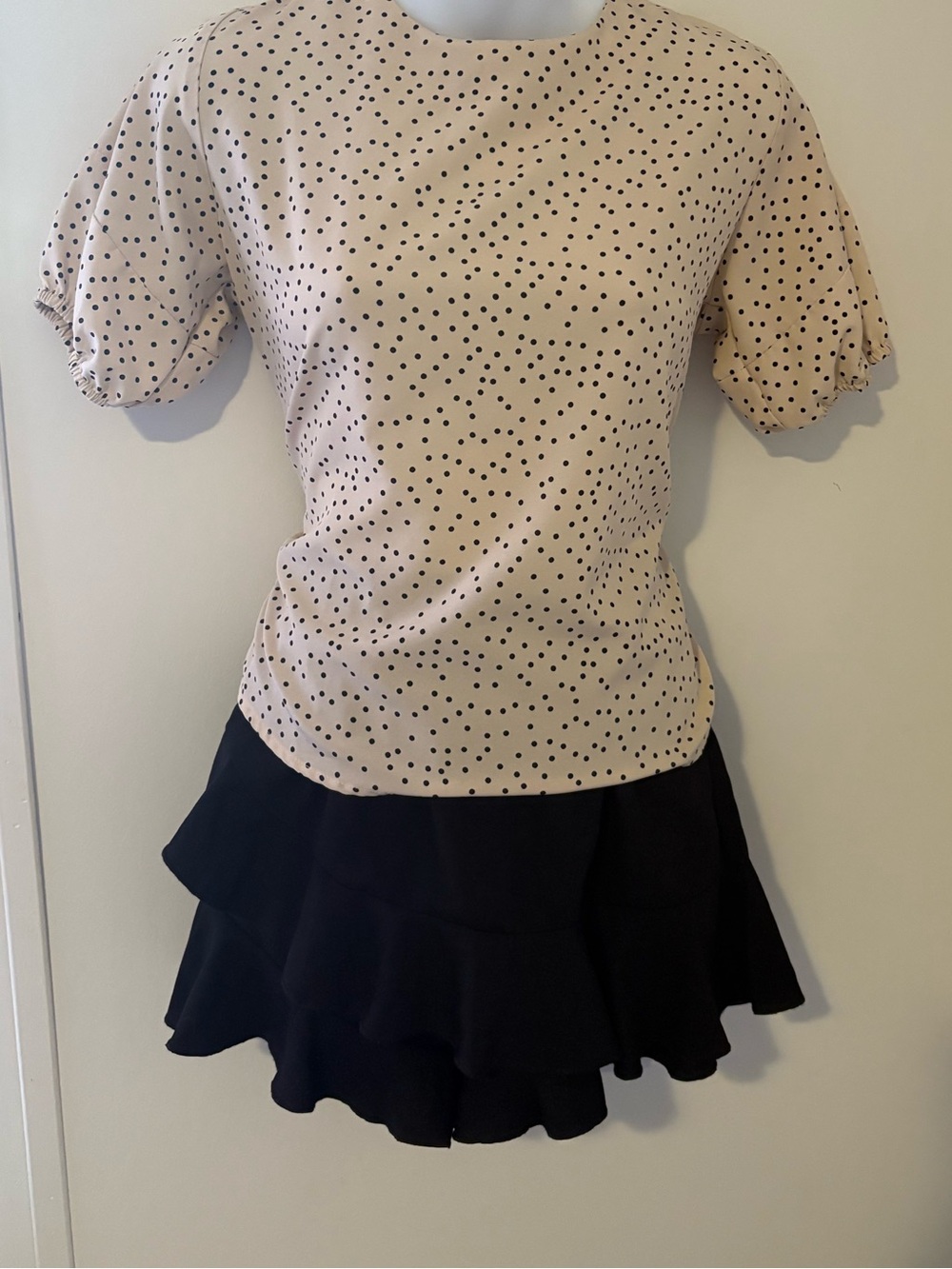 Black Ruffled Mini Skirt/Shorts - Picture 2 of 4